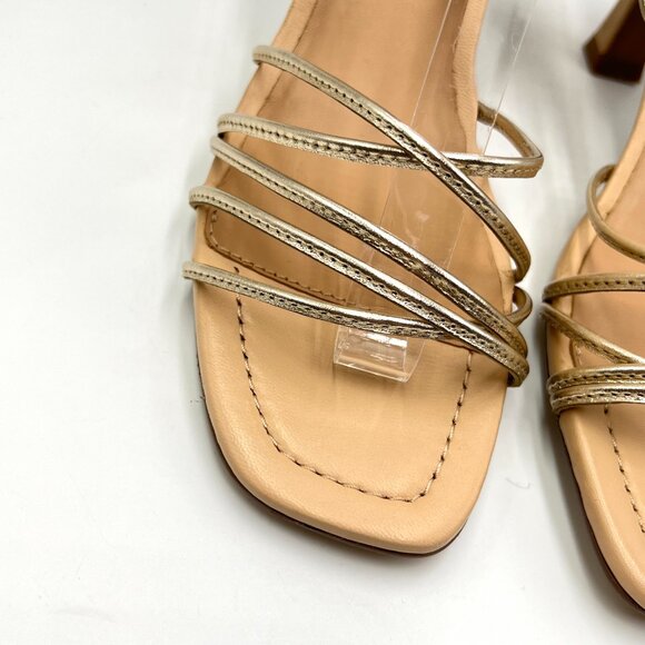 Seychelles Size 6 Starboard Gold Leather‎ Strappy Kitten Heels Dress Sandals - Picture 3 of 12